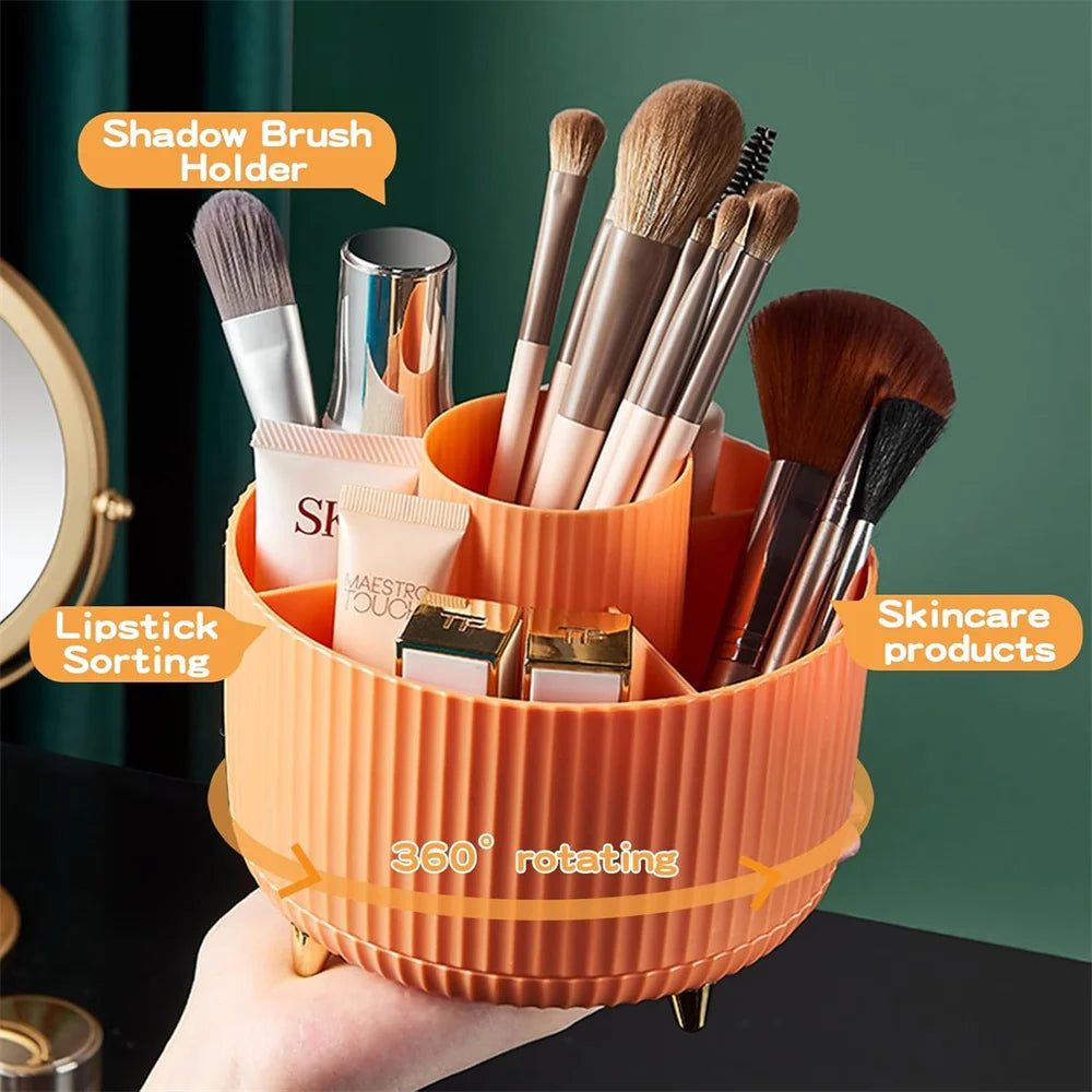 360° Rotate Makeup Brush Holder Organizer, Makeup Organizers Countertop, Makeup Organization and Skincare Storage for Vanity Quake