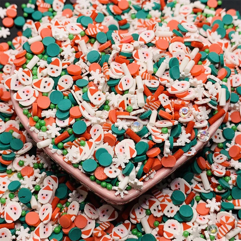 Pink Christmas Clay Slices Rhinestone Sprinkles 100g DIY Craft