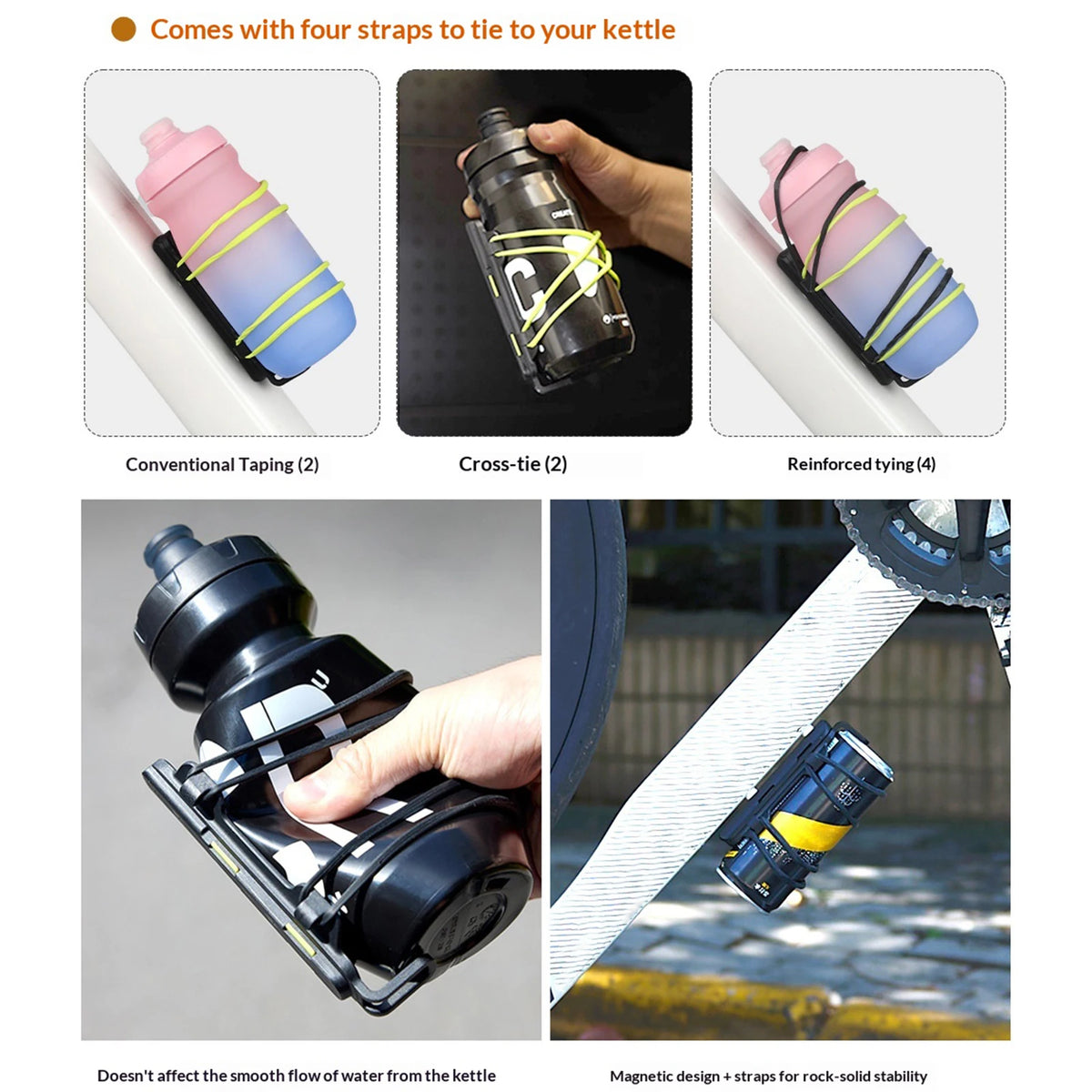 Magnetic Bicycle Kettle Holder Secure Hold Quick-Release Water Cup Holder Reinforced Nylon Bottles Mount For Mountain Road Bikes Quake