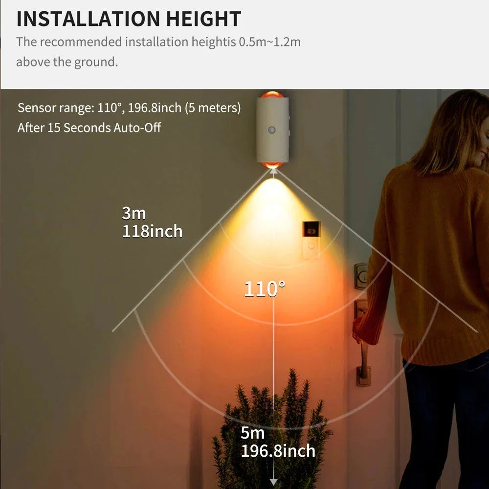 1PC Smart RGB Gradient Night Light Magnetic Motion Sensor Rechargeable Wall Lamp for Bedroom Bathroom Closet Garden Home Decor Quake