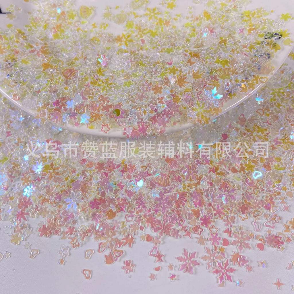 50g/500g Randomly mixed Glitter Confetti Tinfoil Sequins DIY New Year Home Wedding Birthday Throw Party Decoration Supplier Quake white 500g