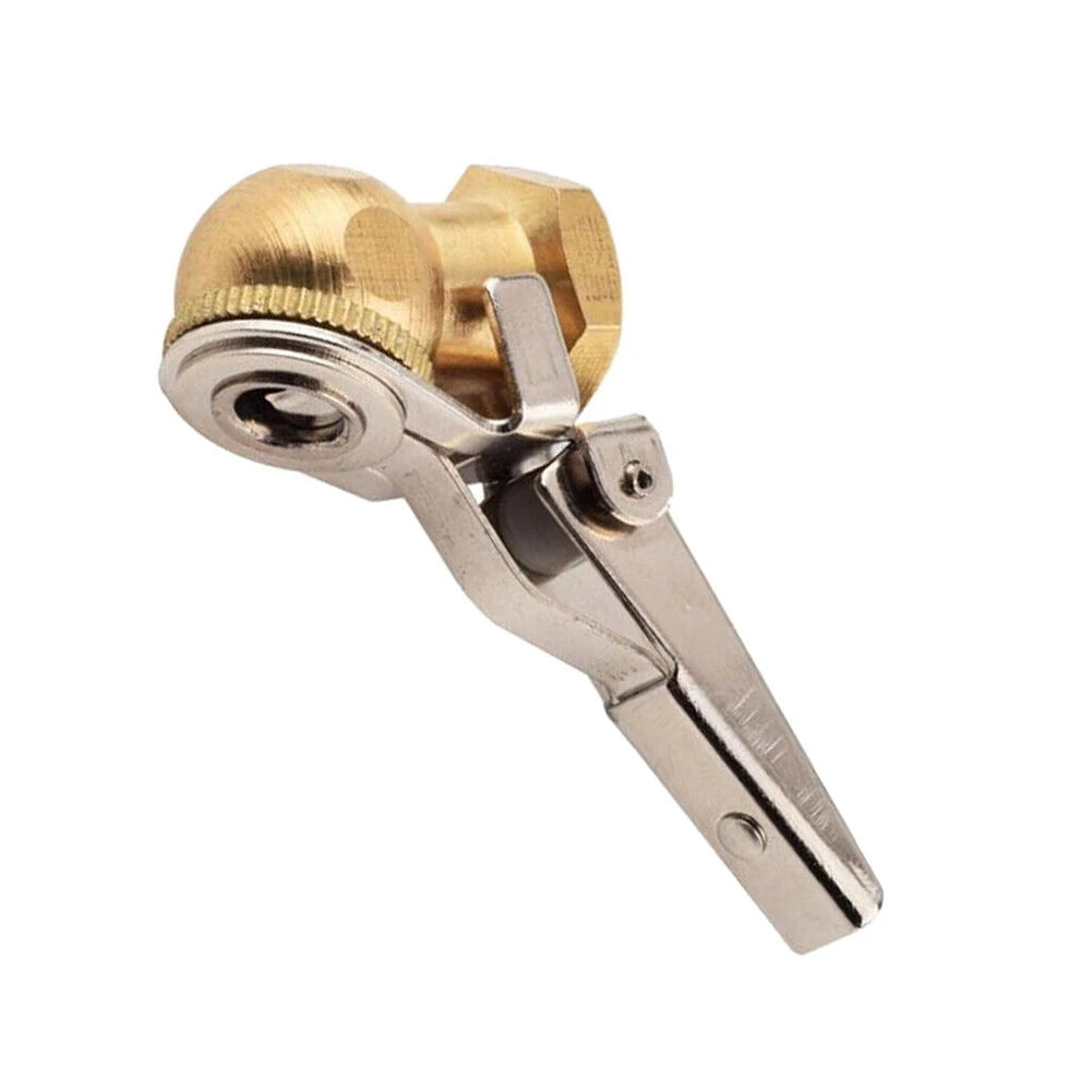 Tire Inflator Valve Connector 1/4 Inch NPT Female Thread Hose Barb Clip-On Chuck For Car Tyre Inflation With Heavy Duty Spring Quake Alloy