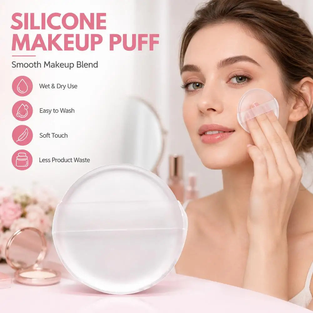 Transparent Silicone Puff Makeup Beauty Blender Easy to Clean, Silicone Makeup Applicator, Elastic Cosmetic Tool for Women Girls Quake
