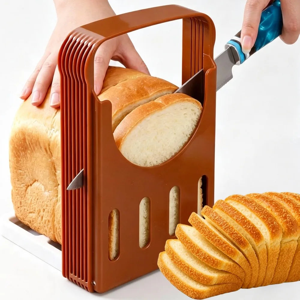 Foldable Toast Slicer Non-stick Bread Cutter Tool Food-grade Plastic Bread Cutting Guide Tools for Homemade Bread Kitchen Baking Quake