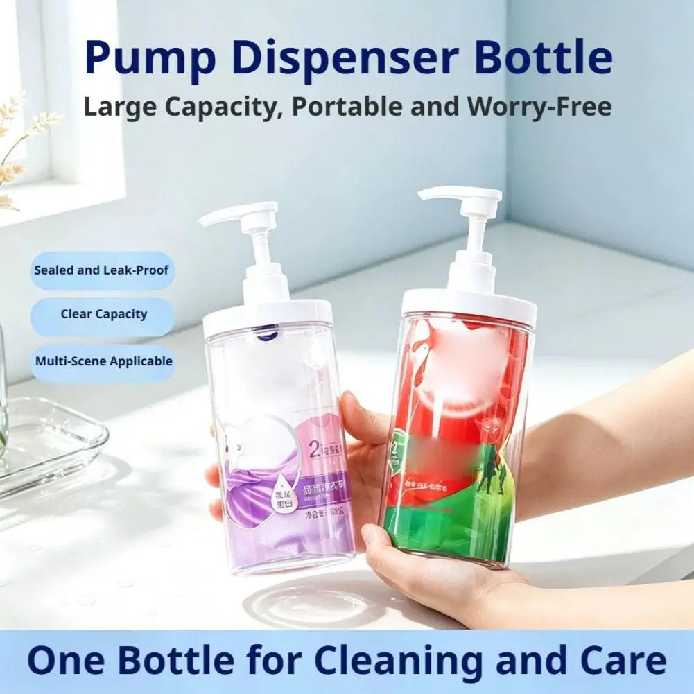 500/1000ml Large Capacity Plastic Pump Bottle Dispenser Refillable Bottle Wide Mouth Shower Container Soap Dispenser Bottle Quake