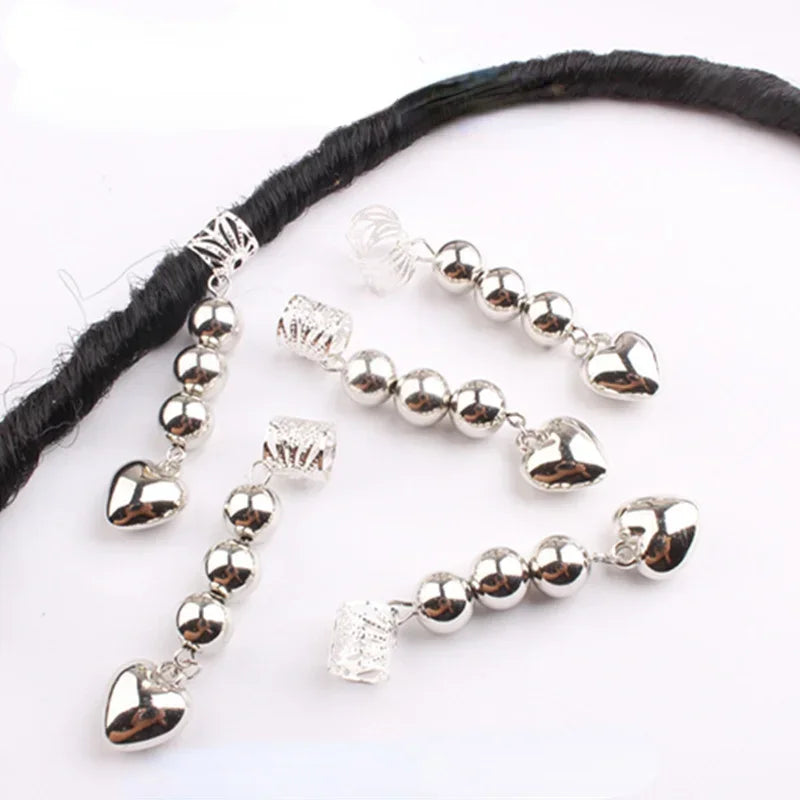 Hair Braided Wig Jewelry Hair Extension Rings Buckle Metal Hollow Out Iron Flower Tube Hair Ring Buckle Headdress Styling Rings Quake 5pcs LQ622-1