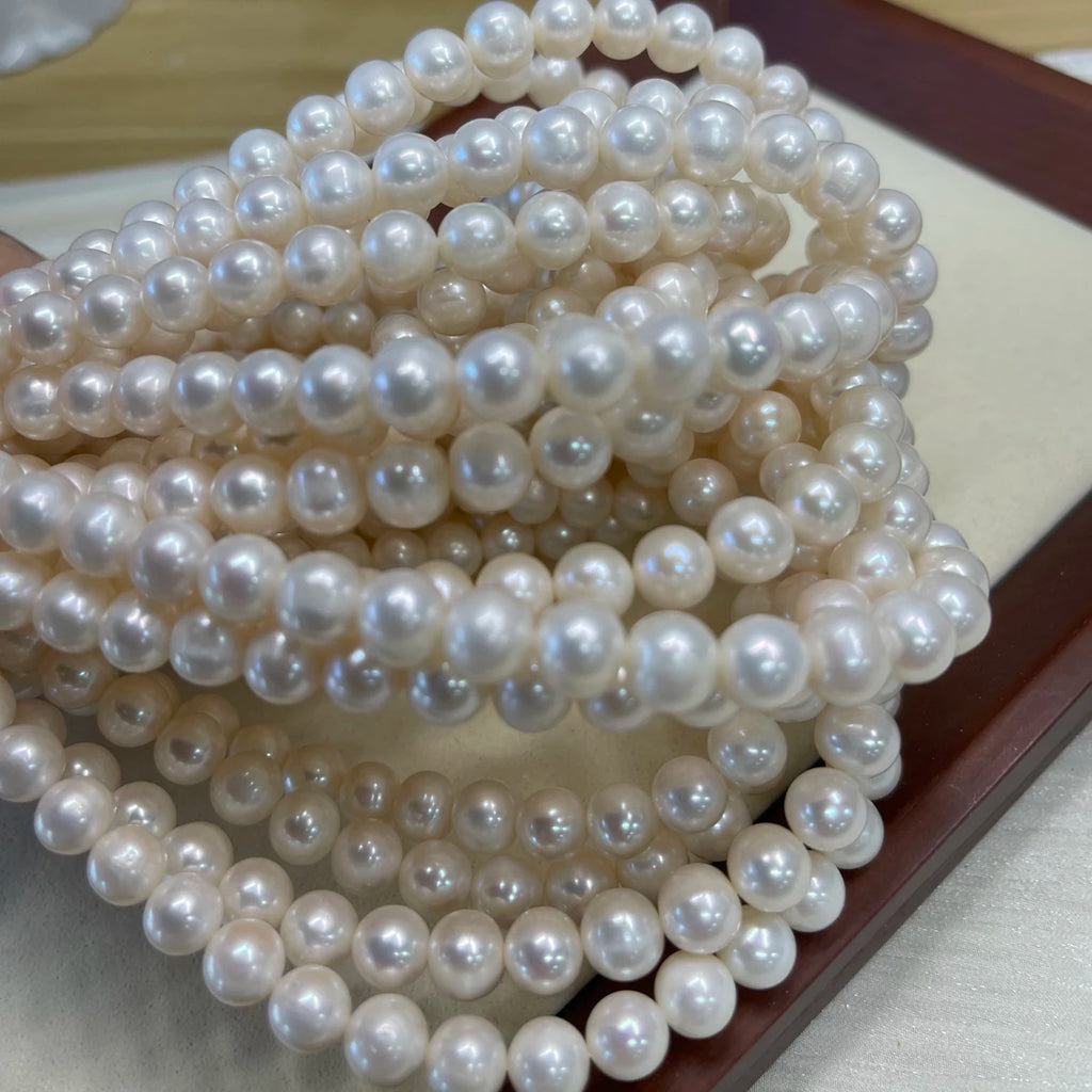 Natural Freshwater Pearl White Nearround Pearl 8-9mm For Jewelry Making DIY Earrings Bracelets Necklaces Accessory Quake