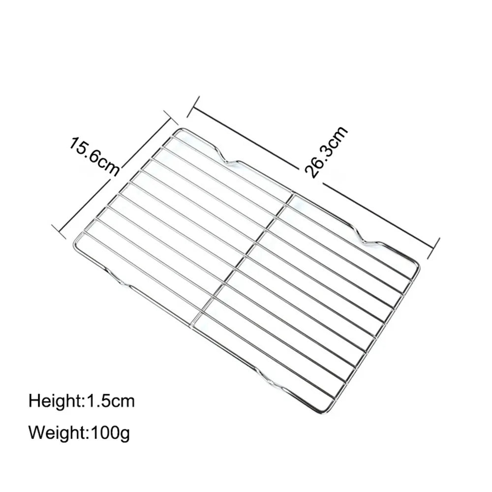 New Stainless Steel Cooling Rack Non-stick Silver Baking Tray BBQ Tray Quake 26.3x15.6cm