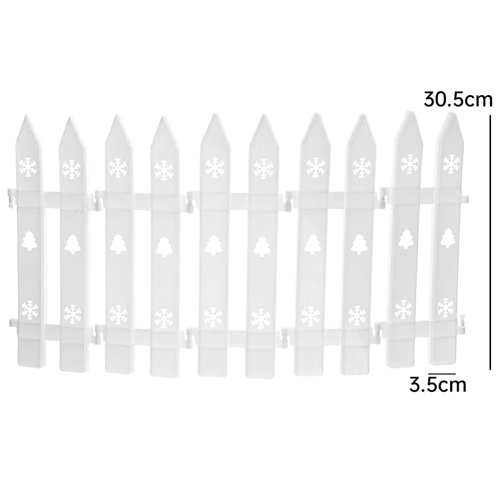 10/5PCS Plastic Fence White Courtyard Fence Christmas Tree Ornaments Indoor Garden Fence Christmas Home DIY Decoration Supplies Quake 5Pcs(1 Set)