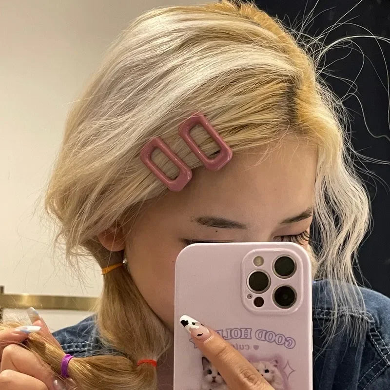 2Pcs Mini BB Hair Clips Small Rectangular Hairpins Simple Style Side Clips Barrettes for Girl Hair Accessories New Headwear Quake