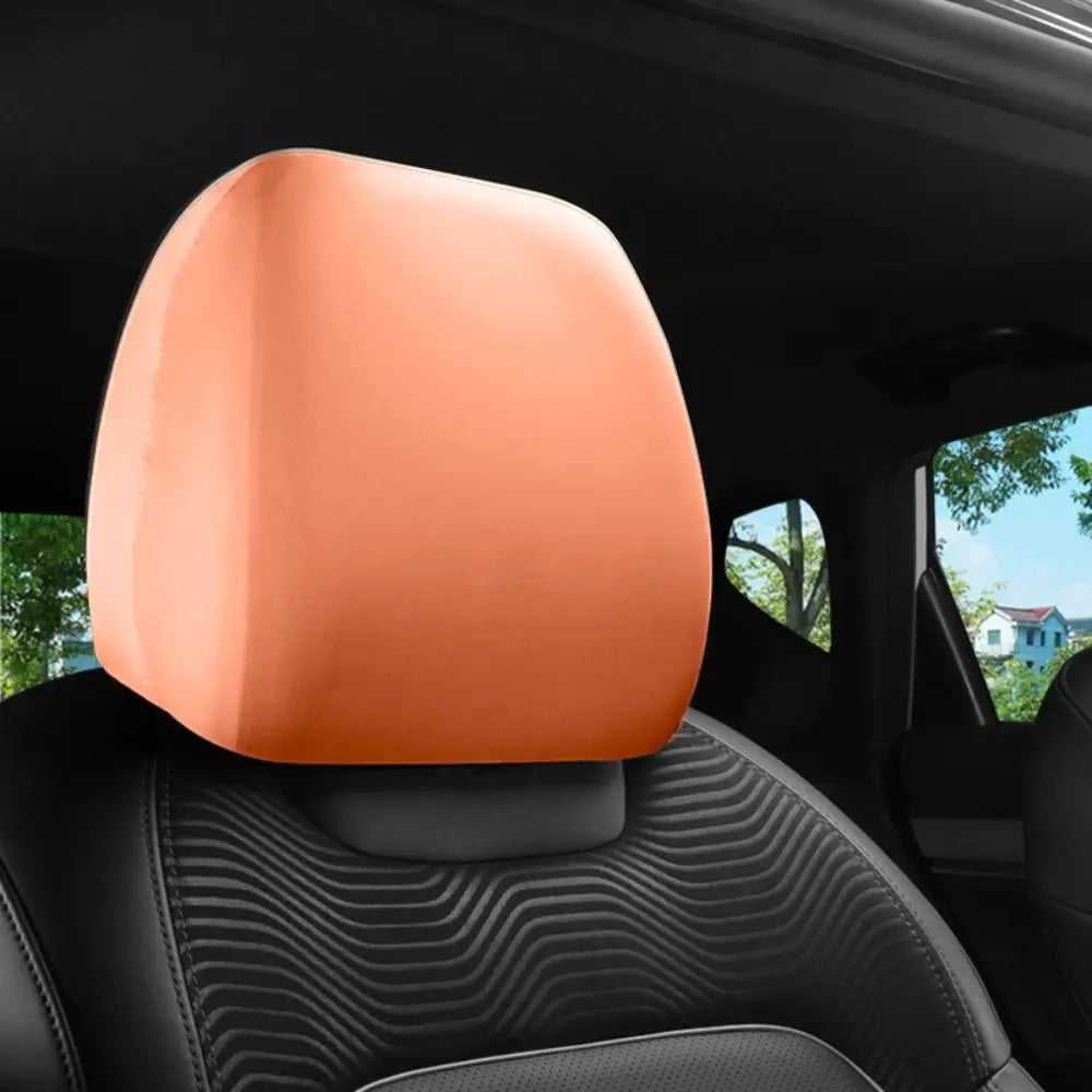 Universal Dirt-proof Car Headrest Cover Non-Slip Practical Seats Cover Elastic Solid Color Car Interior Accessories Quake Orange