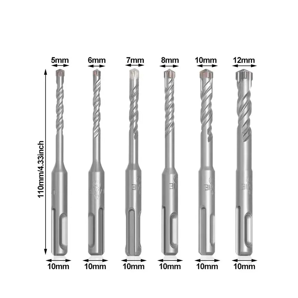 1Pcs 5/6/7/8/10/12mm Concrete SDS Plus Drill Bit 110mm 160mm 4 Cutters Electric Hammer Drill Bit Round Shank Cross Tips Quake