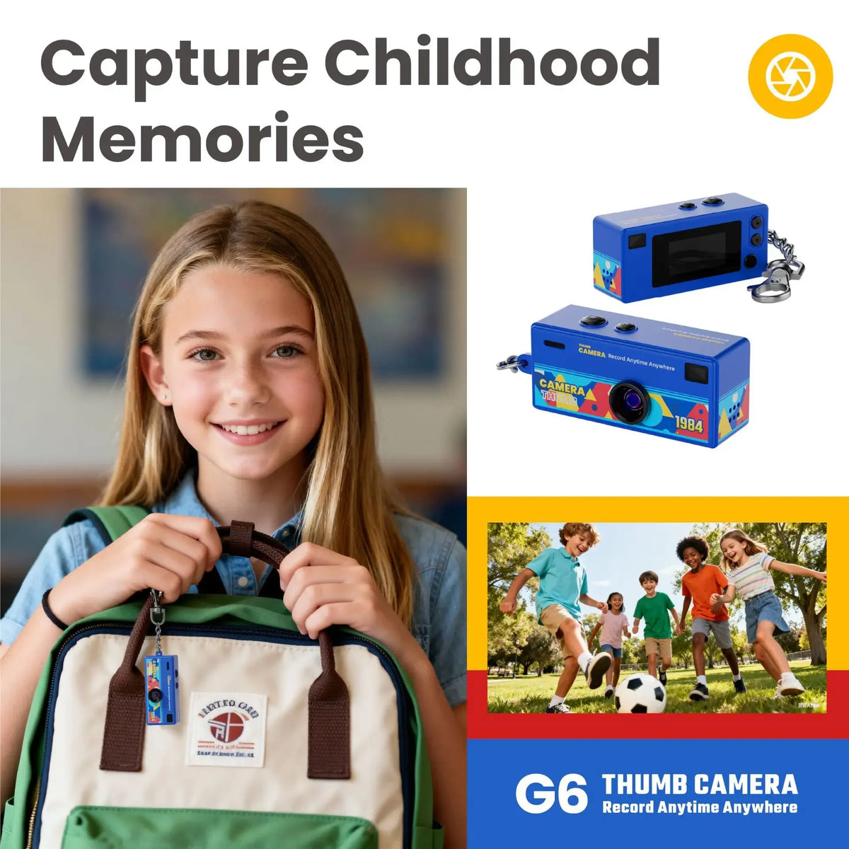 G6 Retro Mini Keychain Thumb Camera 1080P HD Recorder Built-in Flash Auto Focus 130 Wide Angle Lens LCD Screen Portable Camera Quake