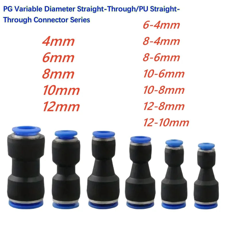 Pu/PG Pneumatic Fittings Connector PG 4 to 6-8-10-12/14mm 16mm Air Hose Tube Push in Straight Gas Quick Coupling Quake