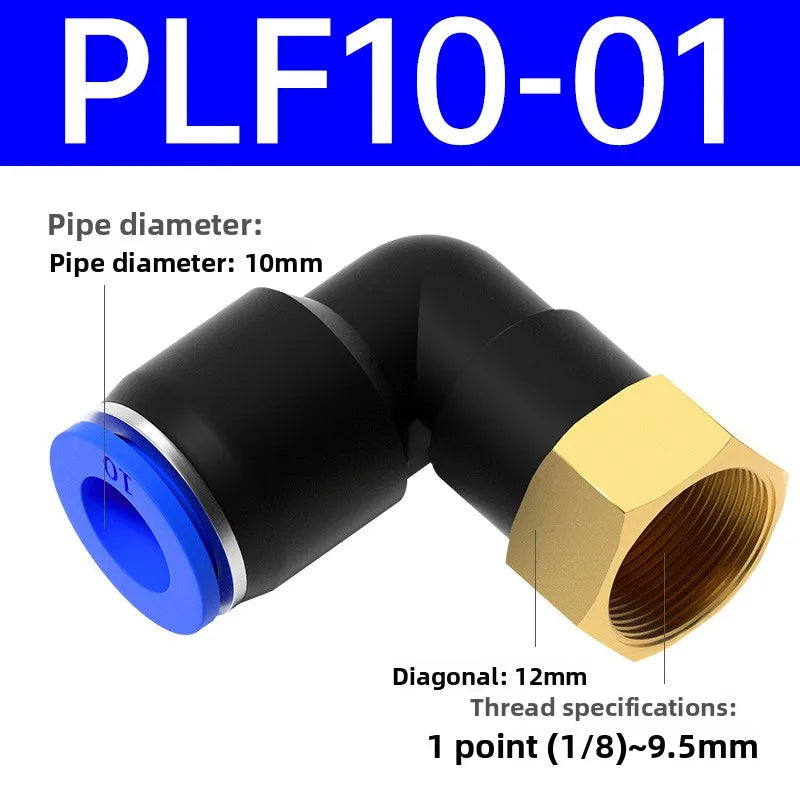 1pcs PLF Pneumatic Fittings Female Thread 1/8 1/4 3/8 1/2 Hose OD 4/6/8/10/12mm Air Elbow Connector Tube Push In Fittings Quake PLF10-01 1 Pcs