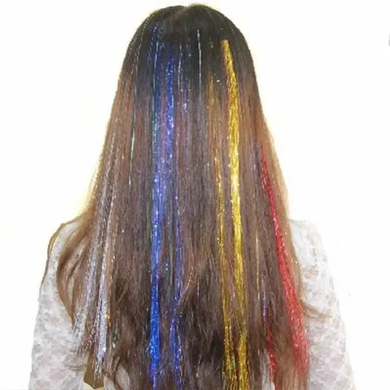 93cm/100cm Holographic Hair Extensions Accessories Glitter Hair Tinsel Sparkle Shiny 120 Strands Bling Twinkle Hair Extensions Quake