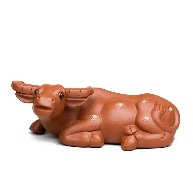 Purple Clay Tea Pet Water Buffalo Ornament Zodiac Ox Sculpture Creative Tea Set Tea Player Home Tea Ceremony Accessories Can Be Quake