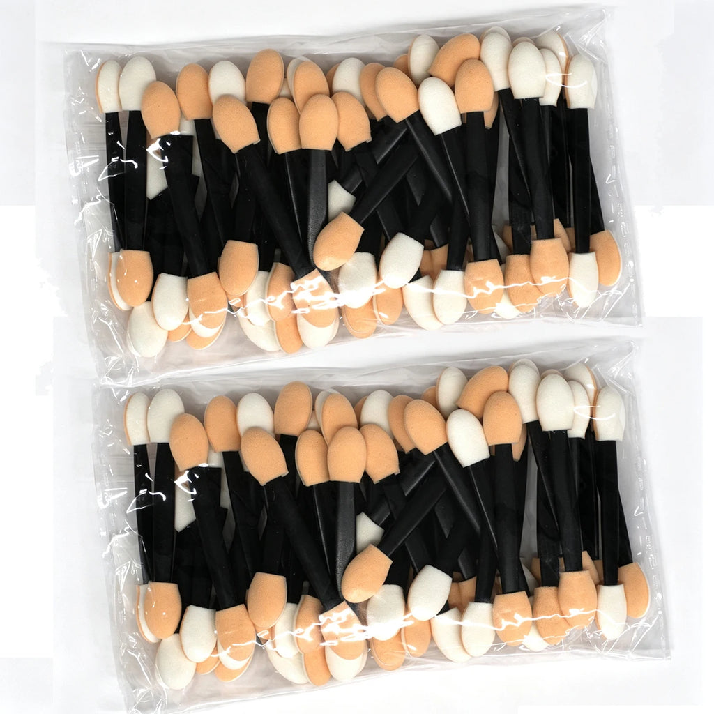 50Pcs Eyeshadow Applicators Disposable Eyeshadow Sponge Brush Double-Sided Eye Makeup Applicators Chrome Nail Powder Applicator Quake