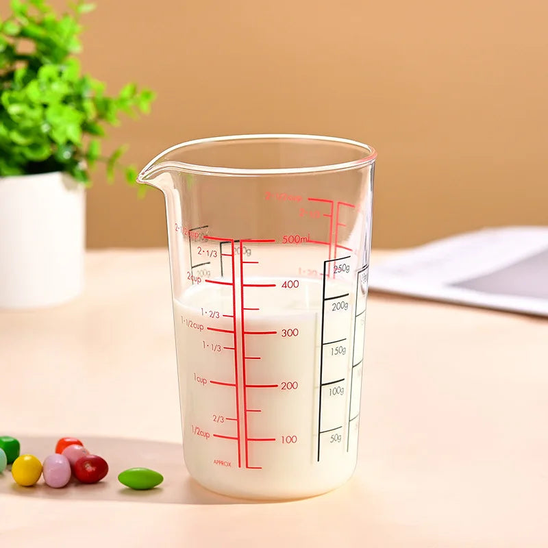 YWDL Heat-Resistant Glass Measuring Cup with Handle Breakfast Milk Cup Microwave Safe for Kitchen Baking Quake 500ml no handle 200-500ml