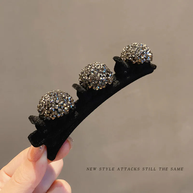Velvet Bangs Clip Sweet Cute Barrettes Hair Side Clip Fashion Braided Hairpins Hair Accessories Black Headwear Women Style Tools Quake black ball
