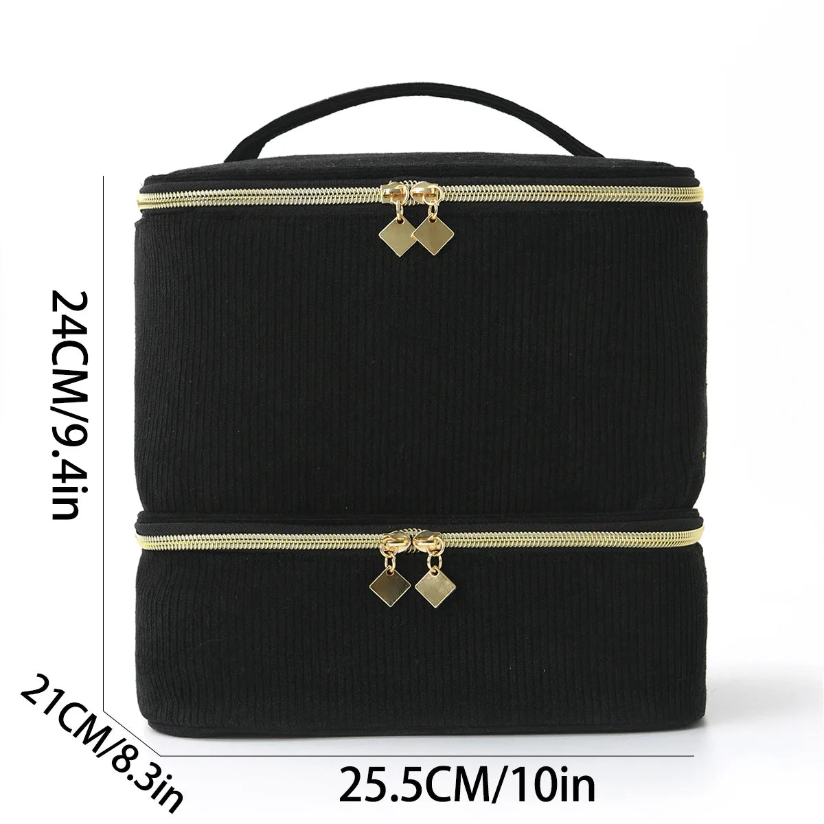 Meichoon Portable Sewing Storage Bag 30 Compartment Double Layer Organizer for Sewing Supplies DIY Craft for Tailors Crafters Quake Black-C