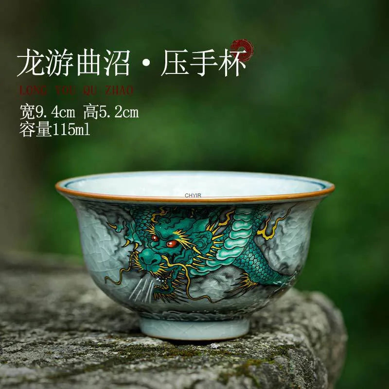 Old Clay Tea Tasting Cup Single Cup Chinese Style Master Cup Ceramic Tea Set Hand Pressed Cup Crackle Glaze Quake
