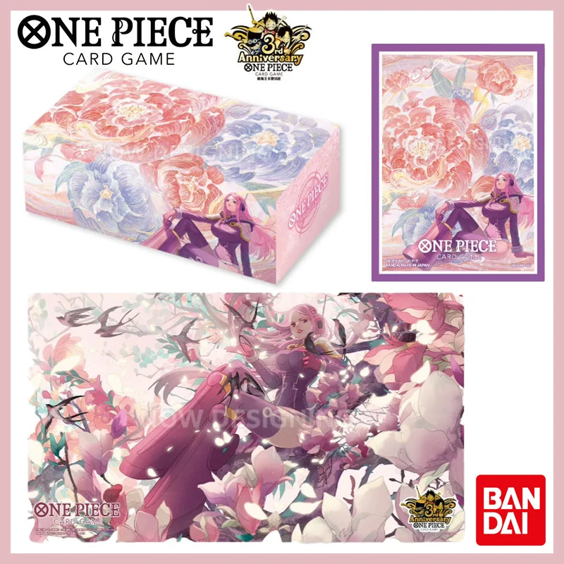 Bandai Official One Piece Card Game Chinese 3rd Anniversary Set Card Sleeves + Deck Box + Play Mat Anime Collectible Gift Toy Quake