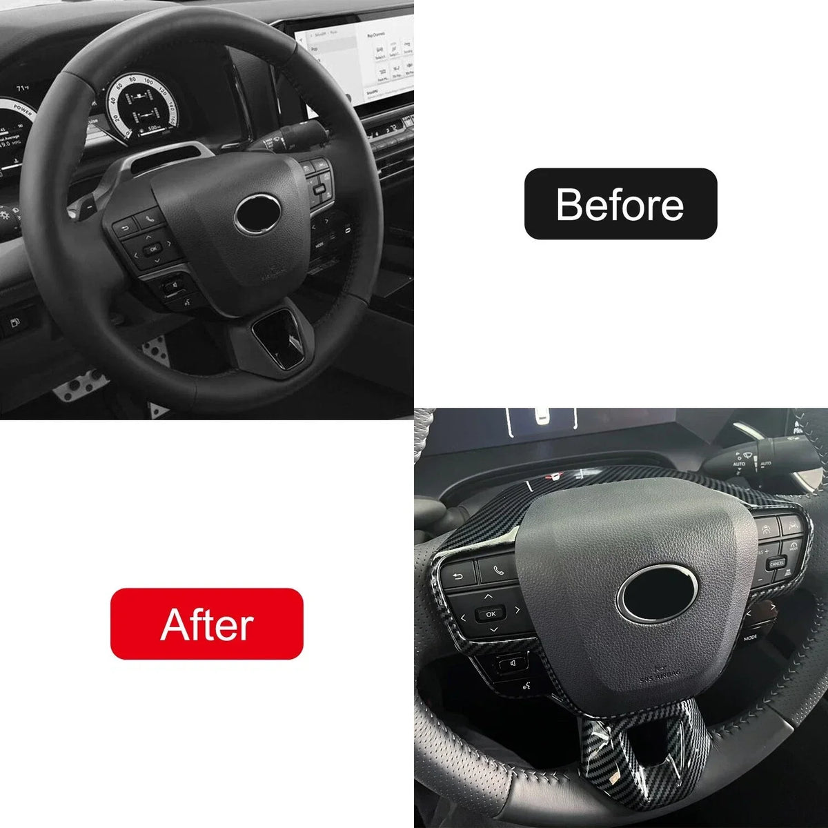 For Toyota Camry 2024 2025 2Pcs Car Interior Steering Wheel Decor Frame Trim Automobiles Parts Carbon Fiber Looking Accessories Quake