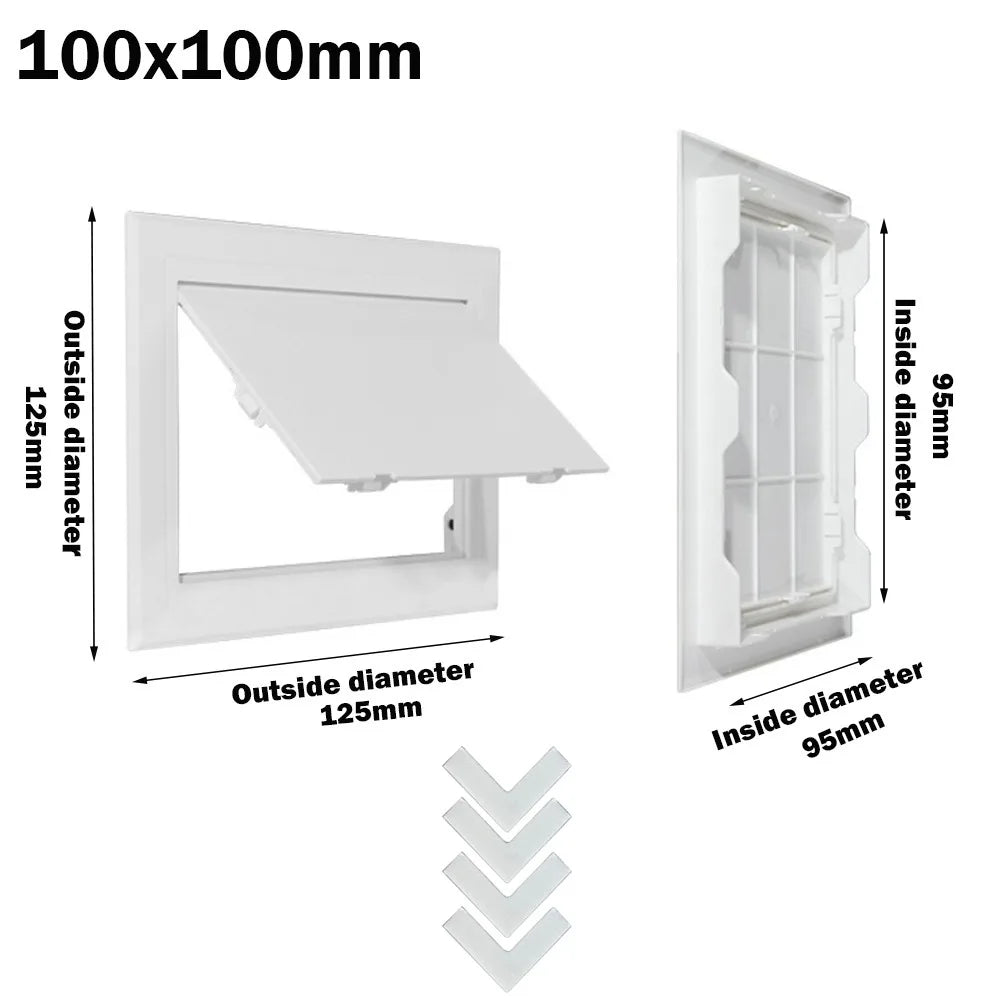 Universal White Access Panel Door Plastic Removable Inspection Hole Opening Flap Cover Plate Doors Wall Ceiling Quake 100x100mm