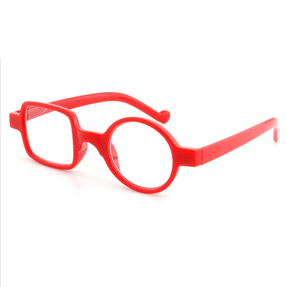 Irregular Square Round Frame Reading Glasses Men Women High-definition Lens Presbyopia Eyewear Fashion Design Readers Glasses Quake red +350