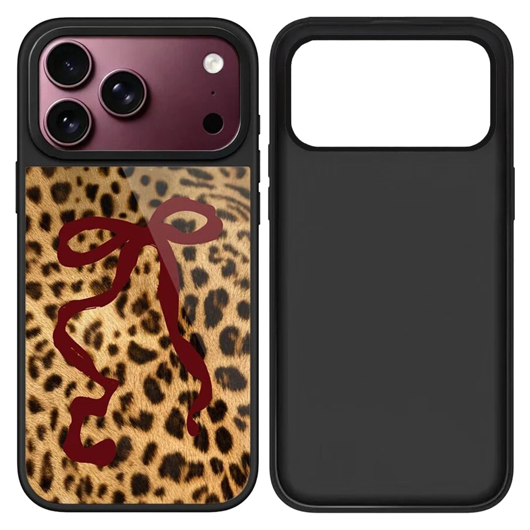 Pink Leopard Cherry Mirror Surface Magnetic Phone Case Cover for IPhone 12 13 14 15 16 17 18 Pro Max Case Quake