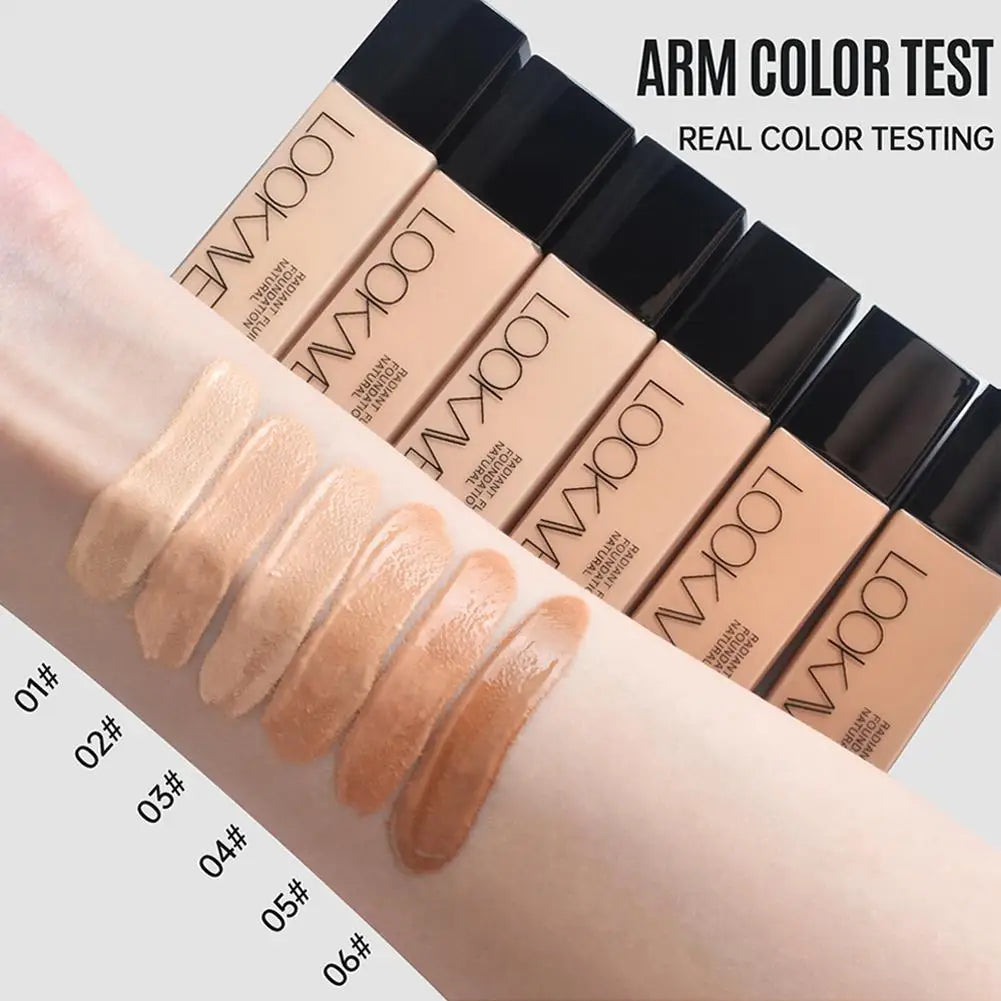 LOOKAVE Liquid Foundation Long Lasting Full Coverage Natural Matte Liquid Foundation Moisturizing Concealer CC Cream Base Makeup Quake