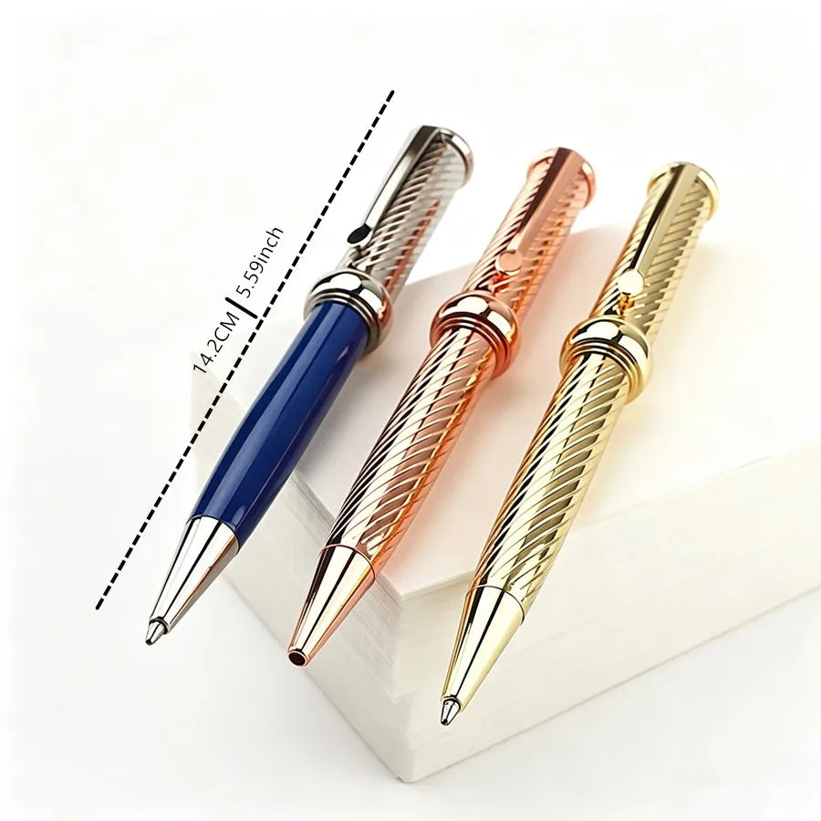 Luxury Metal Ballpoint Pen Spiral Texture Business Signature Pen 0.7mm Black Ink Smooth Writing Office School Stationery Gift Quake