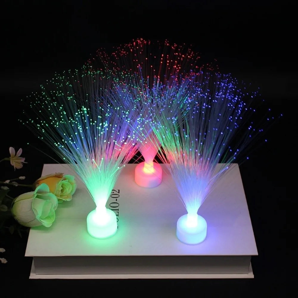 Novelty Multicolor LED Fiber Optic Light Starry Sky Color-Changing Candle Lamp Holiday Decoration Home Decor Quake