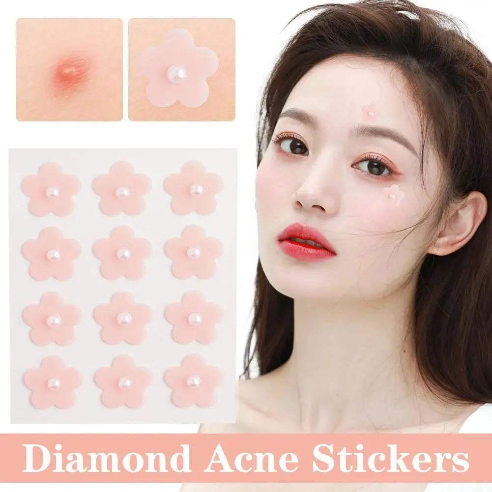 Self-adhesive Diamond Pimple Patch Stickers Colourful Heart/flower Stickers Skin Care Pimple Stickers Concealer Acne Dots Patch Quake