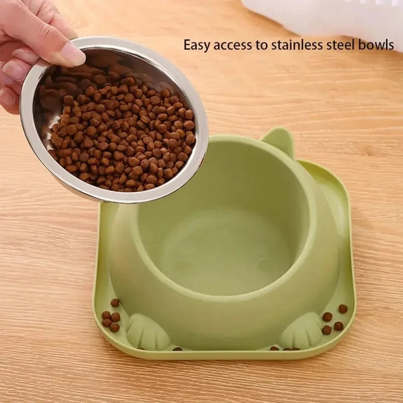 Anti-Tipping Fun Cat Dog Bowl Tilted Non-Slip Anti-Ant Water Added Pet Feeding Bowl Quake