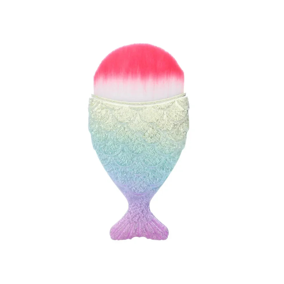 1pc Blush Brush Mermaid Shape Professional Face Makeup Brush Foundation Cosmetic Fish Brush Makeup Tool Kit Powder Nail Art Tool Quake 3D