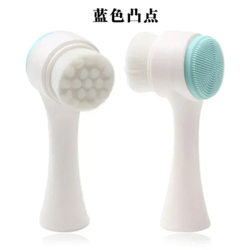 Silicone Double-Sided Face Cleansing Brush Facial Cleanser Blackhead Removal Product Pore Cleaner Exfoliator Face Scrub Brush Quake 04