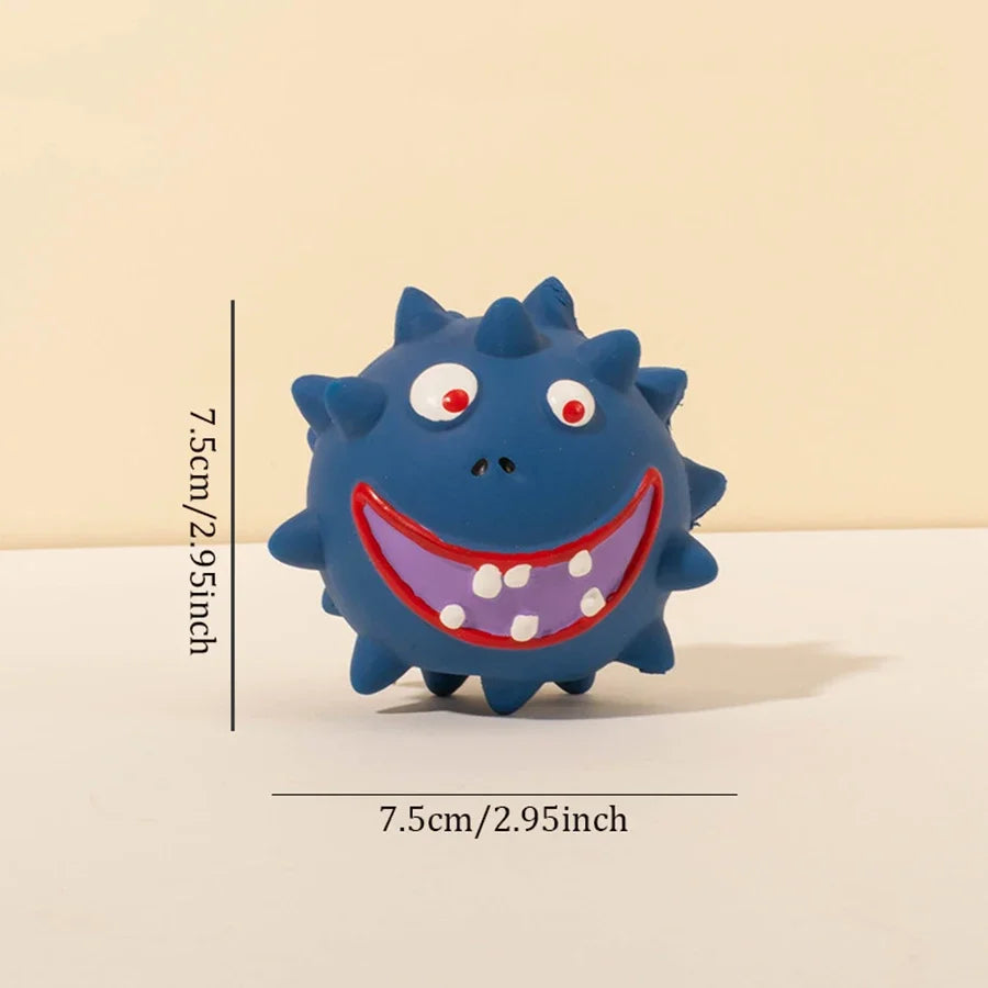 1pc Cute Squeaky Pet Dog Interactive Chew Toy Puppy Bite Resistant Thorn Tooth Cleaning Toy Molar Chew Toys for Dogs Supplies Quake blue G4573B
