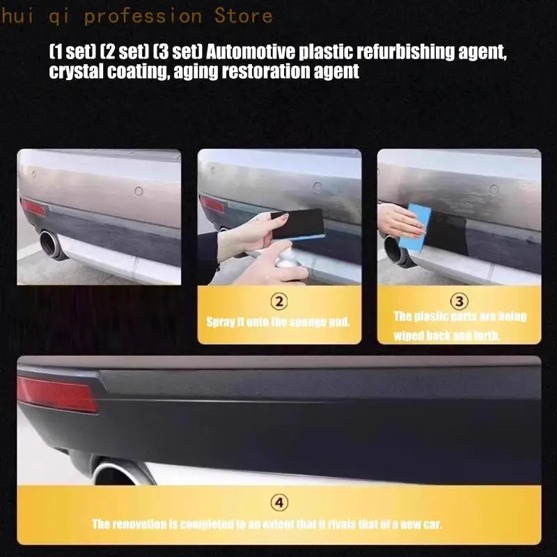 Plastic Trim Restorer for Vehicles, 30 Coating Bottle and Applicator Sponge for Exterior Plastic Care Use H8WE Quake