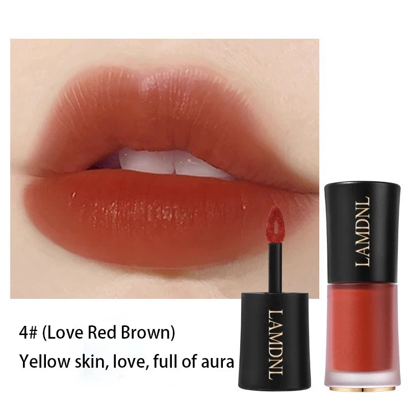 Lip Mud Clay Matte Lipstick Blush Makeup Long-lasting Non-stick Cup Red Lip Tint Pigment Mousse Lipstick Cosmetics Quake 4 Love Red Brown