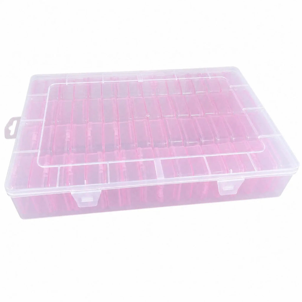 Plastic Desktop Storage Organizer Box with 64 Compartments Hinged Lid for Jewelry Craft Supplies Quake