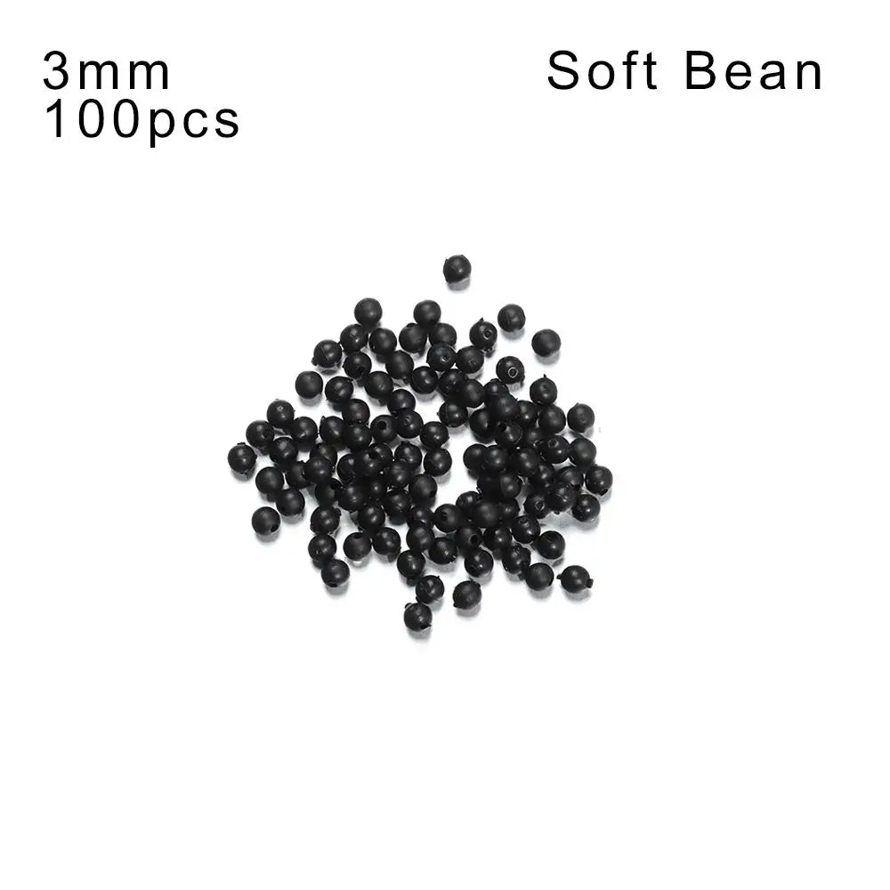 High Quality Plastic Stoppers Night Black Fishing Floats Beads Round Soft and hard bean Quake Soft Bean-3mm