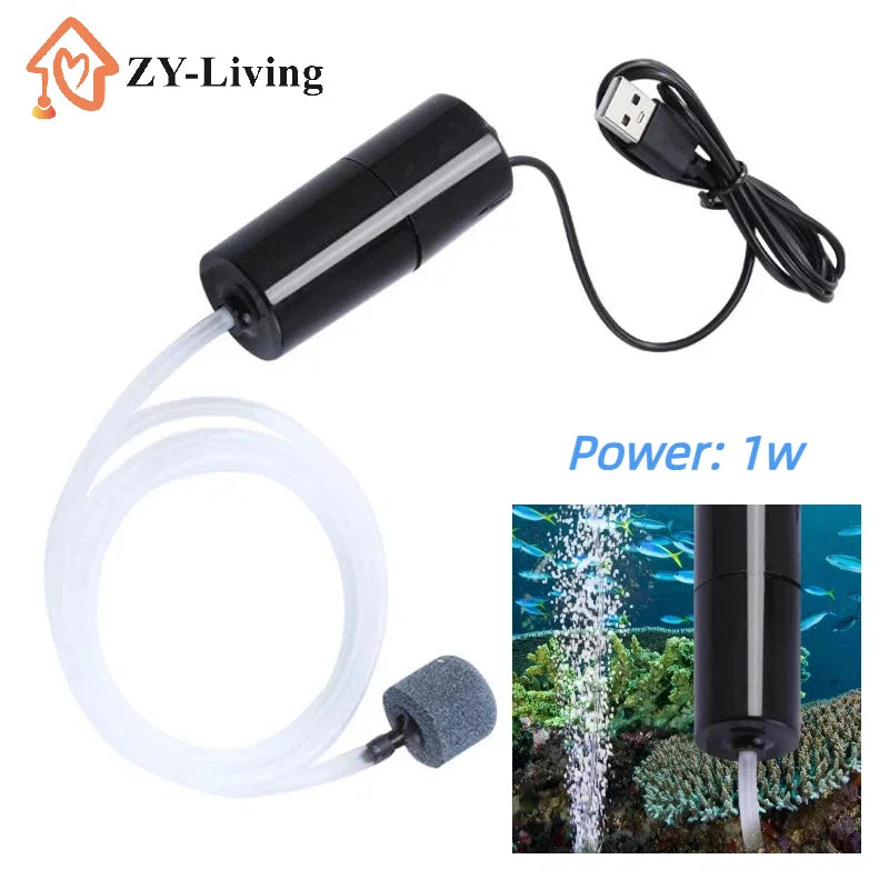 Aquarium Oxygen Air Pump USB Small Oxygenator for Fish Tank Silent Air Compressor Mini Aerator Portable Fish Tank Accessories Quake