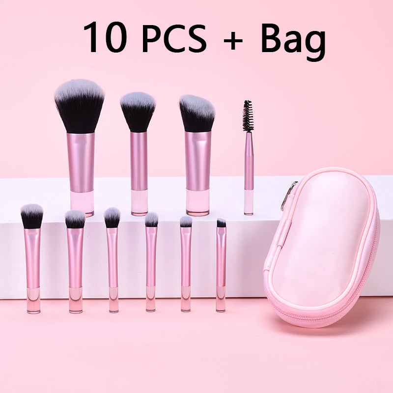 10 Pcs Travel Makeup Brush Set Mini Makeup Brushes Travel Size Small Quake