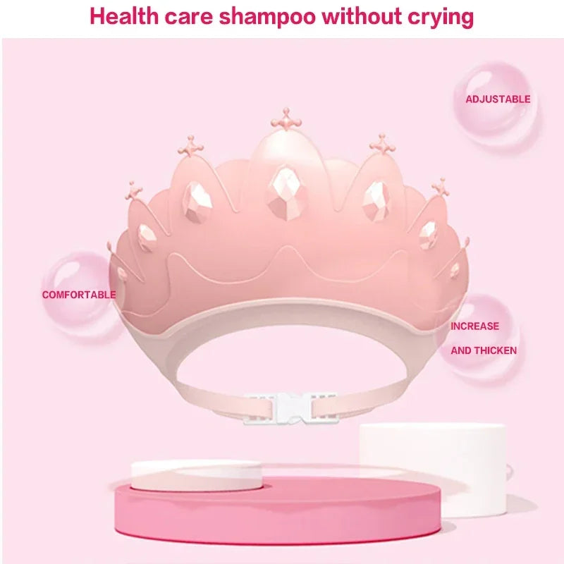 Baby Adjustable Ear Protection Waterproof Size Shampoo Cap Crown Baby Shower Cap Children Cartoon Bath Visor Infant Hair Shield Quake