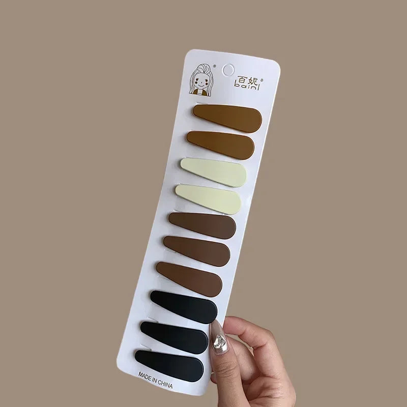 Women's BB Hair Clips Milk White Coffee Bangs Side Scrunchies Hairpins Broken Hair Fixed Clip Back Head Clips Headwear 10pcs/set Quake sd