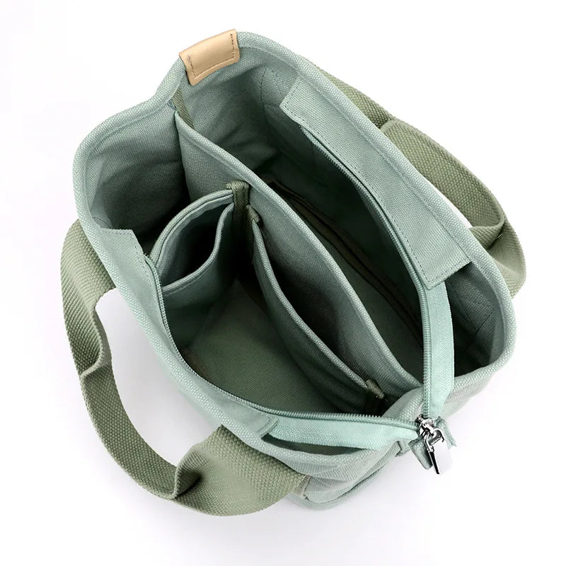 Women Versatile Canvas Tote Bag Large Capacity Single Shoulder Handbag Eco Friendly Reusable Casual Daily Shopping Pouch Quake