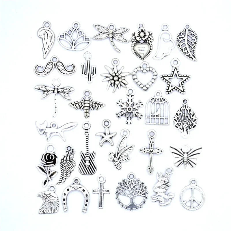 30Pcs Hair Clip Rings Mixed Styles Animal Heart Leaf Flower Charms for Hair Braid Beard Dreadlock Beads Rings Tube Accessories Quake 30pcs NO.11
