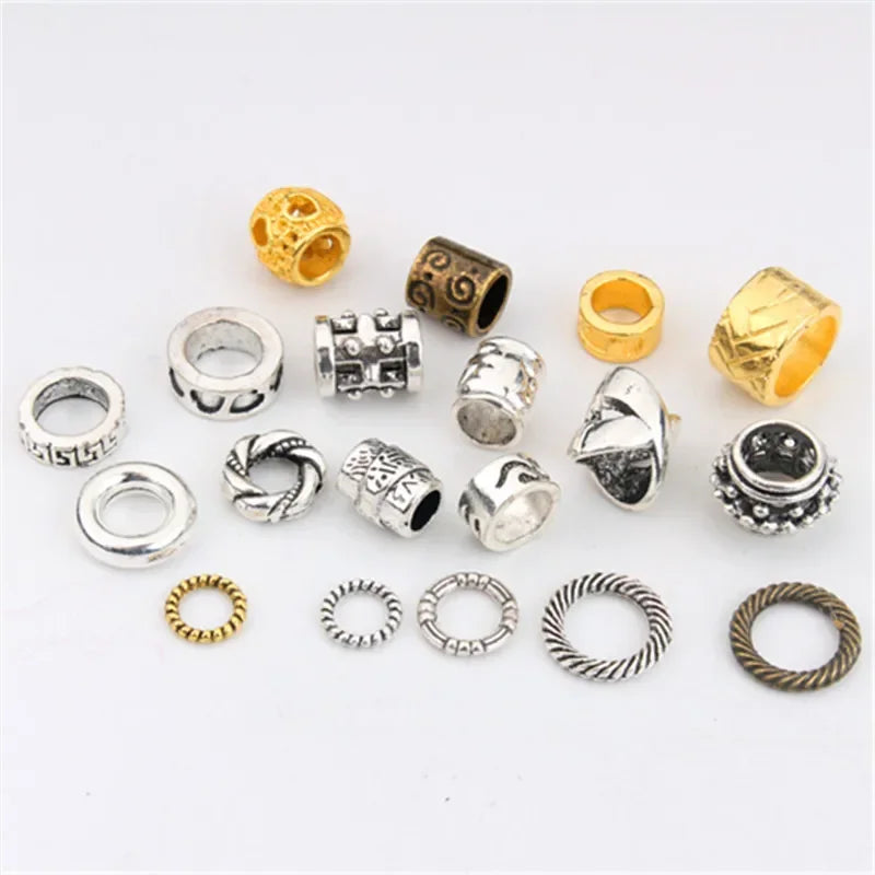 African Braiding Hair Rings Vintage Spiral Braids Hair Styling Tools Accessories Silver Gold Beads for Hair Braids Dreadlock Quake